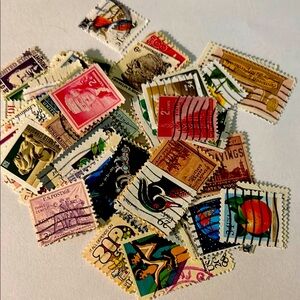 Colorful Vintage Postage Stamps Collection